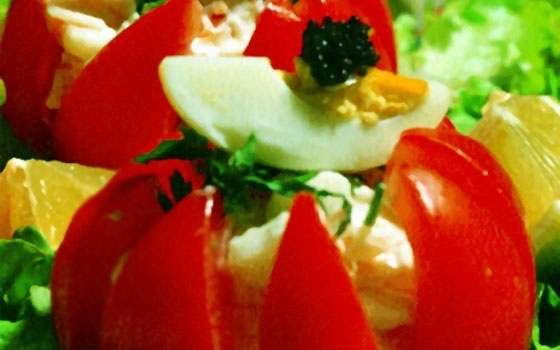 سلطة البندورة مع الكافيار