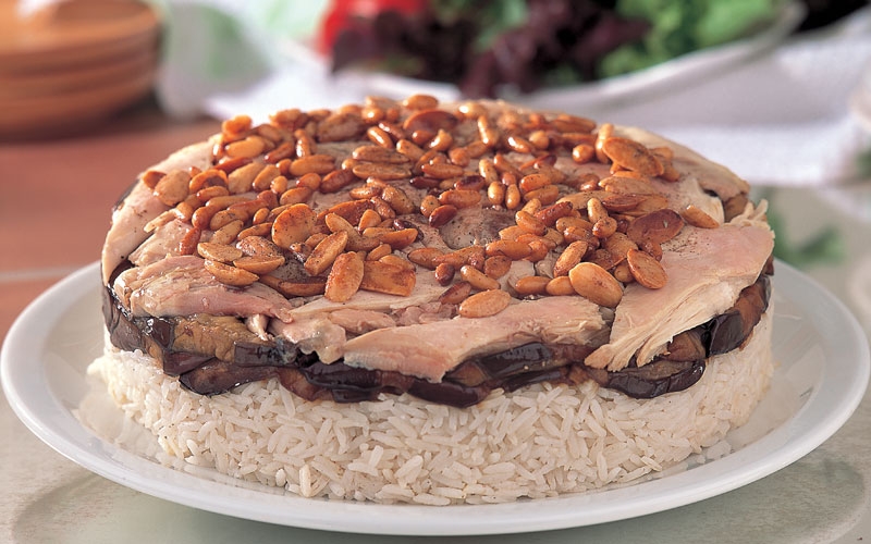 مقلوبة الباذنجان بالدجاج