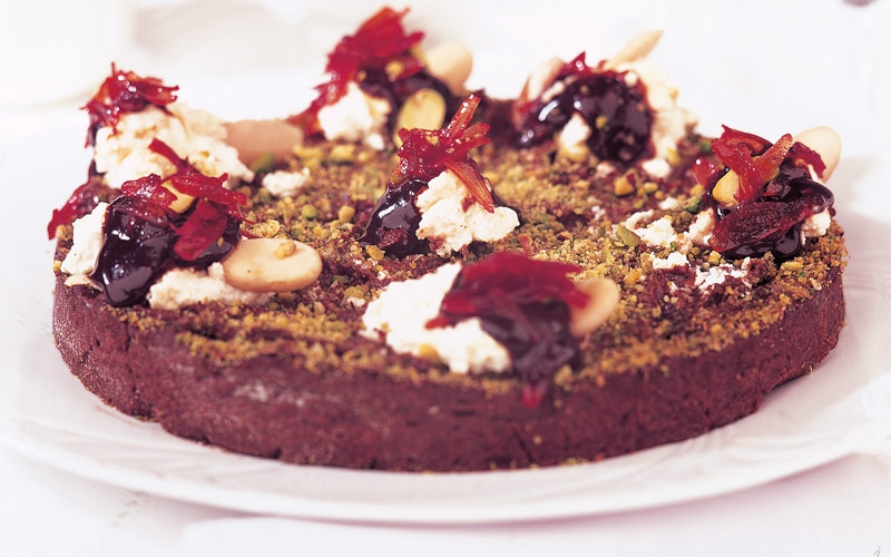 تورتة الشوكولا بعجينة الفستق