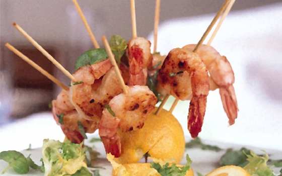 قريدس بالعسل والحبق