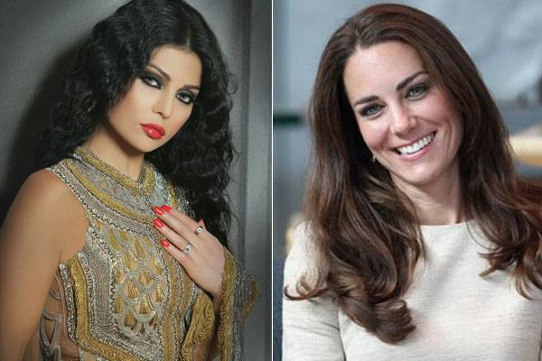 بالصورة - هيفاء وهبي وكايت ميدلتون بالتصميم نفسه.. من الأجمل؟