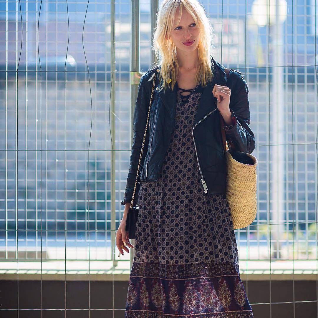 حقائب القش في الشتاء... Street style