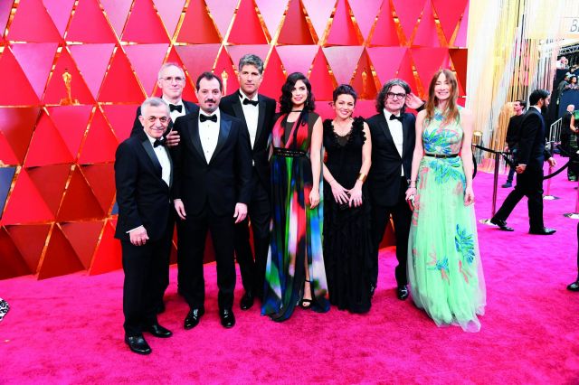 ديامان بوعبّود ، زياد دويري ، جويل توما . ريتا حايك ، انطون صحناوي ، عادل كرم ، جان بريا ، كميل سلامه لدى وصولهم الى حفل الاوسكار في مسرح «دولبي»