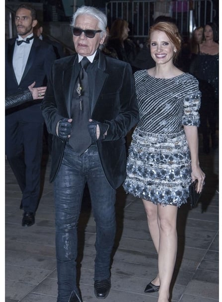 Karl Lagerfeld with Jessica Chastain