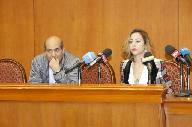 منة شلبي وطارق الشناوي في الندوة