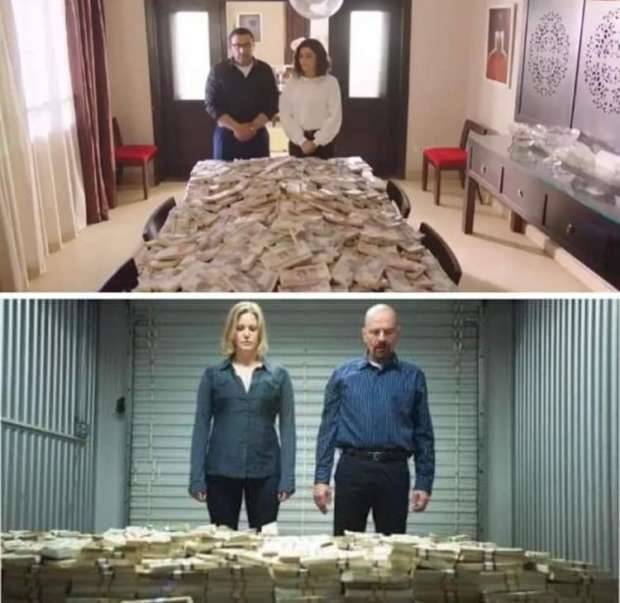 التشابه بين مشهد الأموال في المسلسلين
