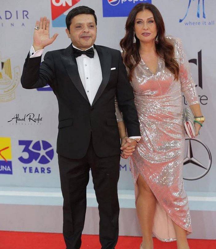 محمد هنيدي وزوجته 
