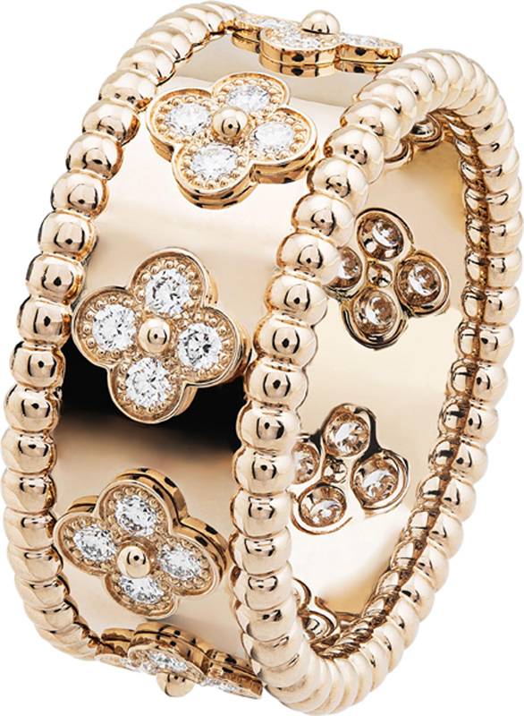 خاتم بيرليه دايمُندز، صف واحد من الذهب الوردي والماس