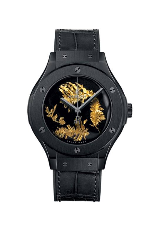 HUBLOT CLASSIC FUSION GOLD  CRYSTAL بلٌور الذهب في ساعتك