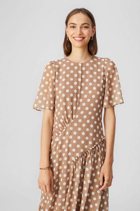 Crepe polka dot dress