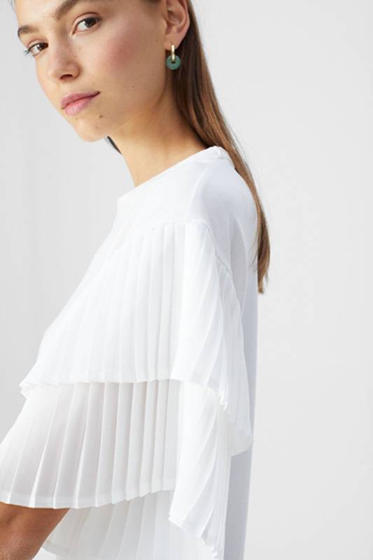 Crepe sleeve t shirt white