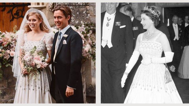 بعد الزفاف السري... ثوب زفاف الملكة اليزابيث وحفيدتها بياتريس إلى المتحف