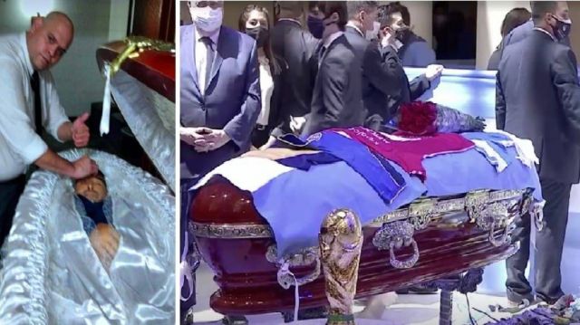 صور مارادونا في التابوت تنتشر حول العالم مع فيديو جنازته