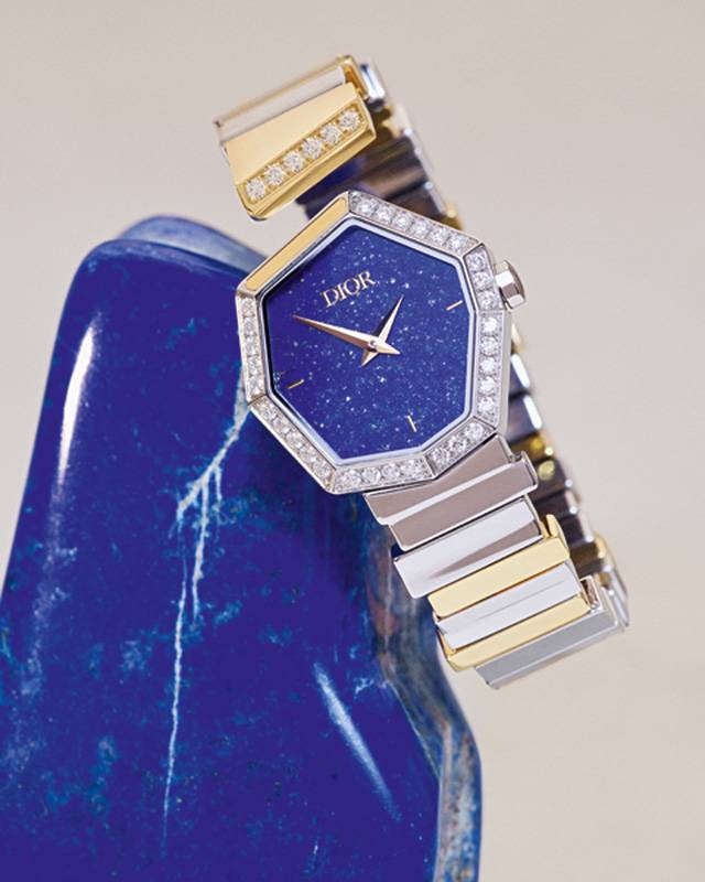 ساعة GEM DIOR من الفولاذ والذهب الأصفر والماس واللابيس لازولي من ساعات ديور Dior Timepieces.