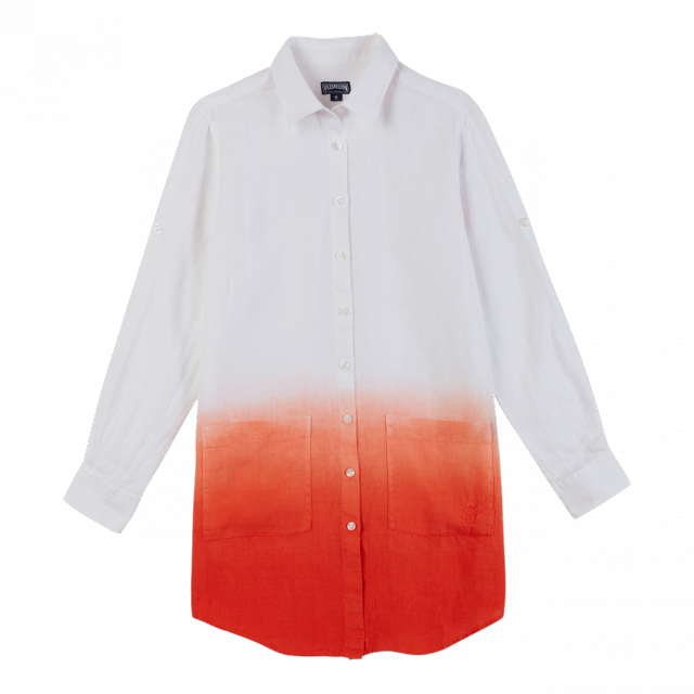 Women Linen Tie & Dye Shirt Dress Solid