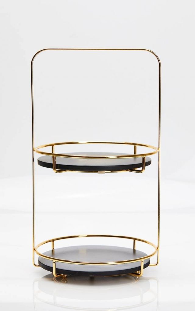 BLACK MARBLE RESIN TIERED STAND