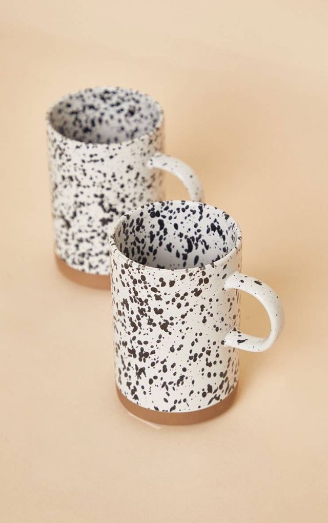 WHITE TALL SPECKLE MUG