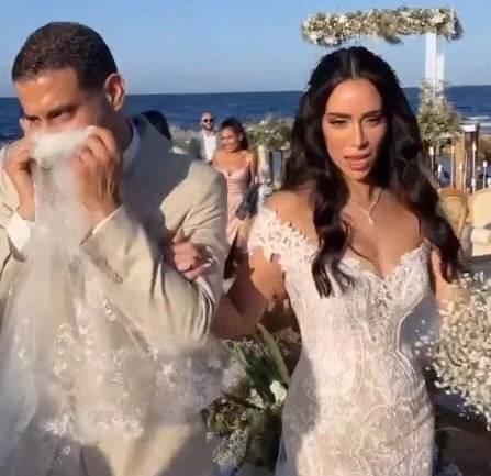 بالفيديو والصور - محمد فراج وبسنت شوقي يحتفلان بزفافهما