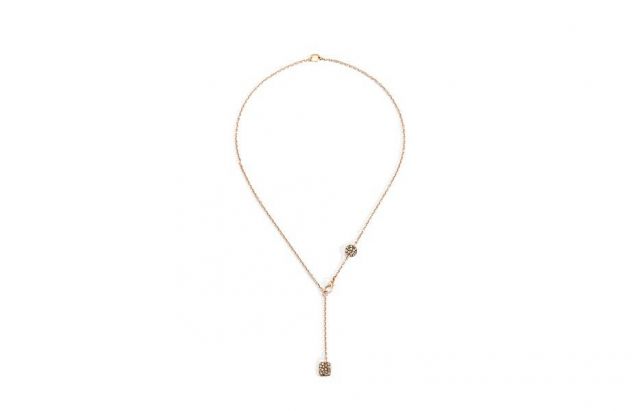 Sabbia lariat in rose gold with white, brown, black diamonds by Pomellato