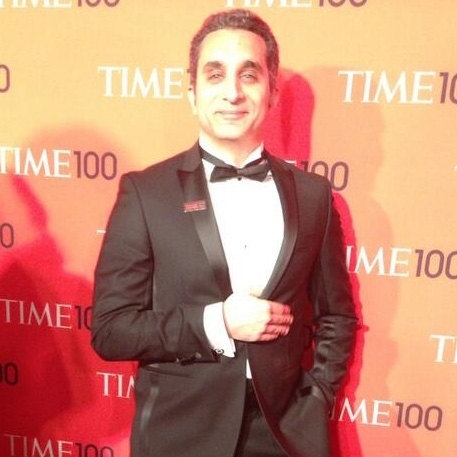 أين احتفل باسم يوسف؟