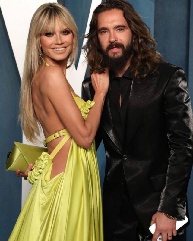 Heidi Klum Lee Chartreuse Satin Oscars 2022