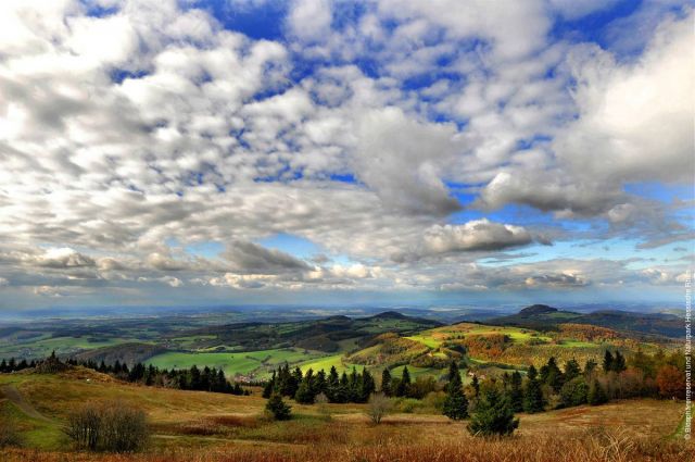 Rhön UNESCO Biosphere Reserve view from Mount Wasserkuppe (950m) to Milseburg