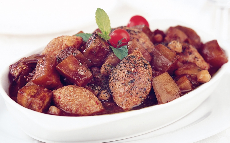 يخنة كبة بالباذنجان