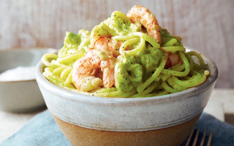 القريدس مع صلصة الغواكامول