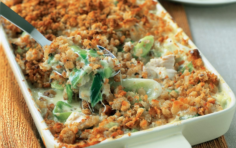 طبق الدجاج والكراث