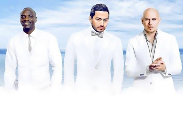 Pitbull يتخلّف وتامر حسني وAkon ينقذان التصوير