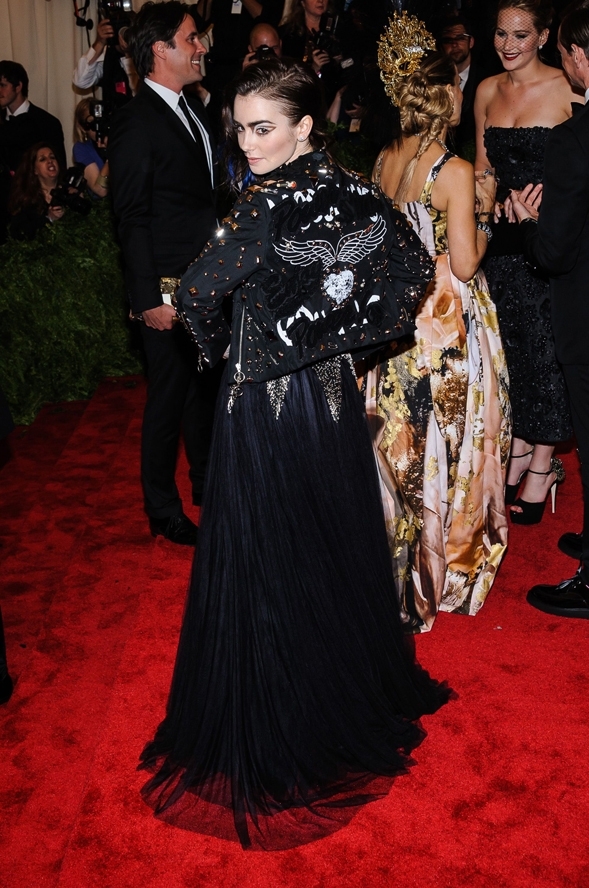 Lily Collins in Moschino