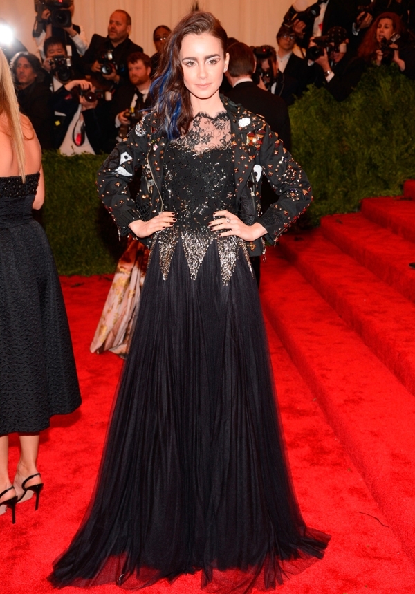 Lily Colins in Moschino