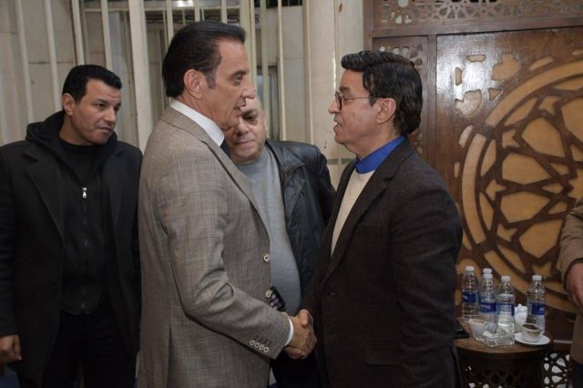 حلمي عبد الباقي وطارق علاّم في عزاء حلمي بكر