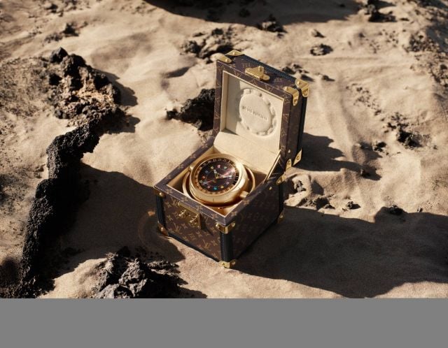 TRUNK TABLE CLOCK MONOGRAM