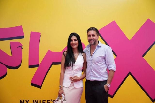 هشام ماجد وزوجته في العرض الخاص لفيلم إكس مراتي