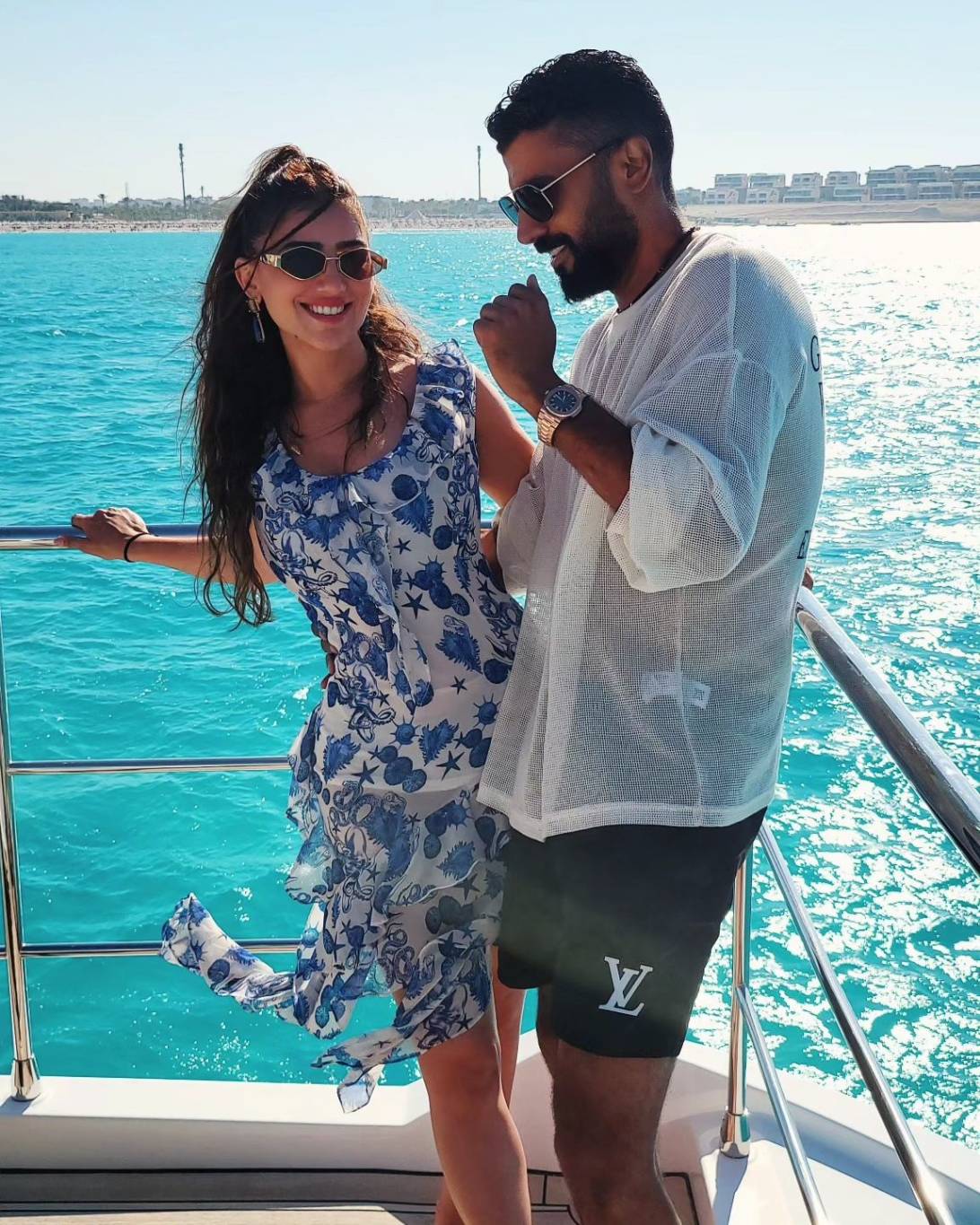 مي عمر ومحمد سامي في رحلة بحرية مي عمر ومحمد سامي في رحلة بحرية