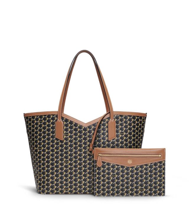 CABAS MM Contrasted Stitching Marron V2 Front With Pocket