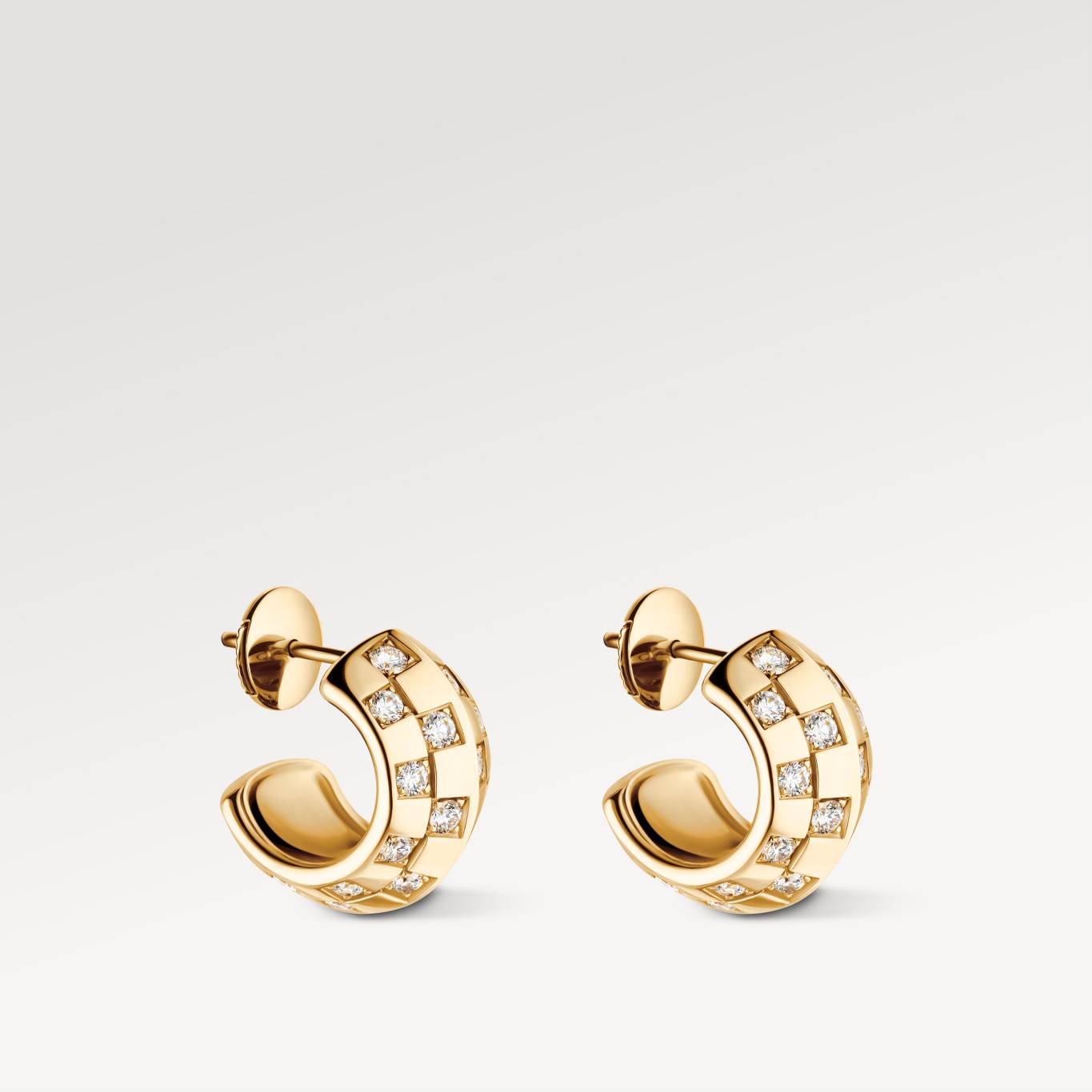 LE DAMIER DE LOUIS VUITTON YELLOW GOLD DIAMONDS EARRINGS SIDE