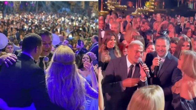 عمرو دياب وراغب علامة في حفل زفاف ابنة طلعت مصطفى