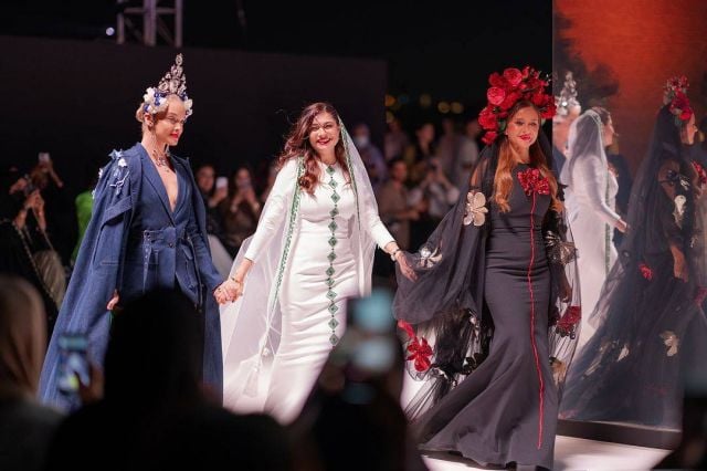 نيللي كريم تختتم عرض هنيدة في أسبوع الموضة بالرياض