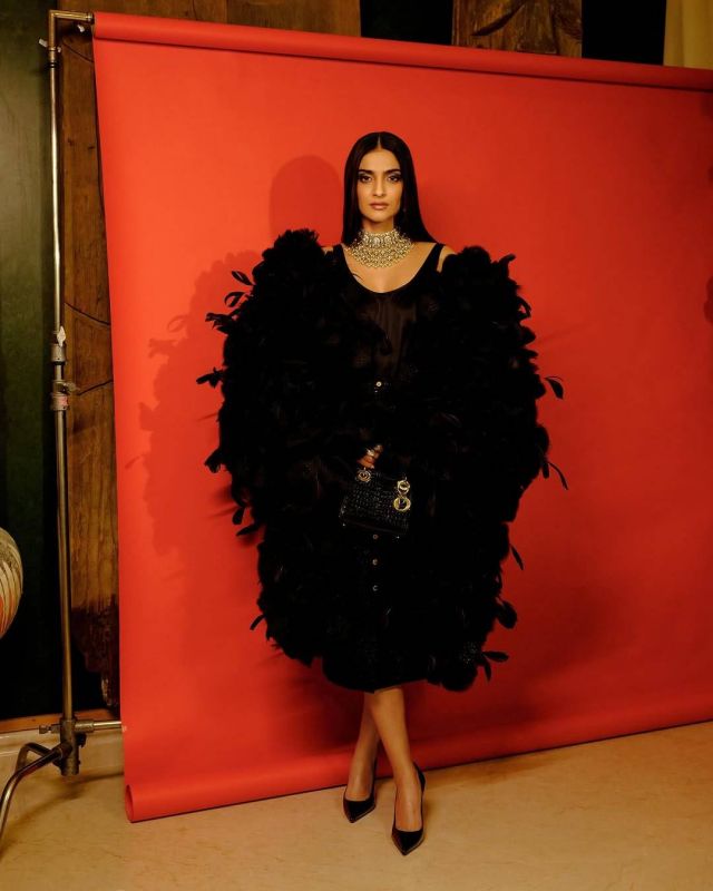 سونام كابور تظهر بإطلالة جريئة بالريش