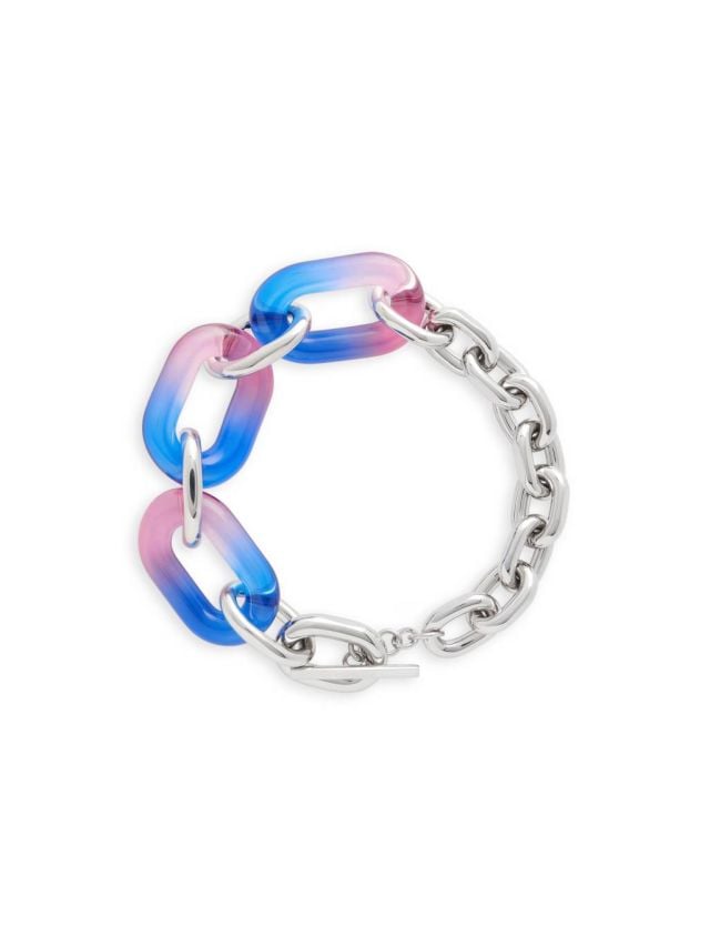 Tie and dye blue and pink oversize XL Link necklace 690€