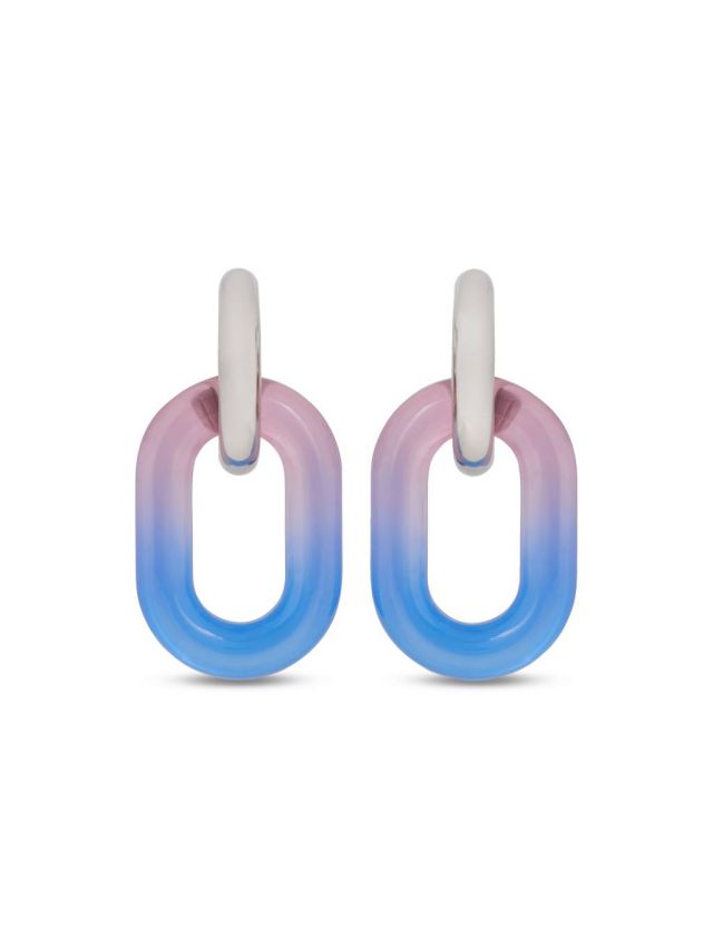 Tie and dye blue and pink XL Link earrings 390€