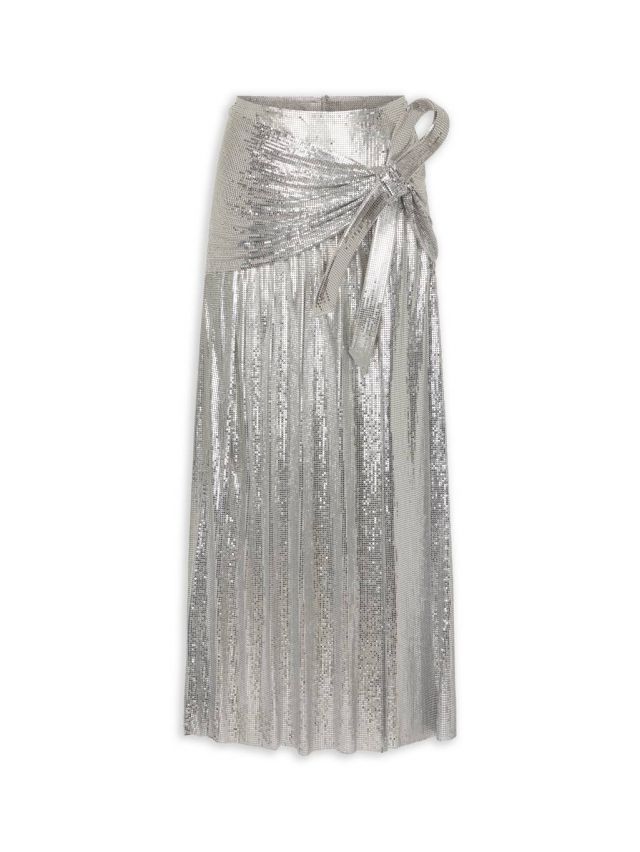 Silver mesh metal skirt with bow detail 6500€
