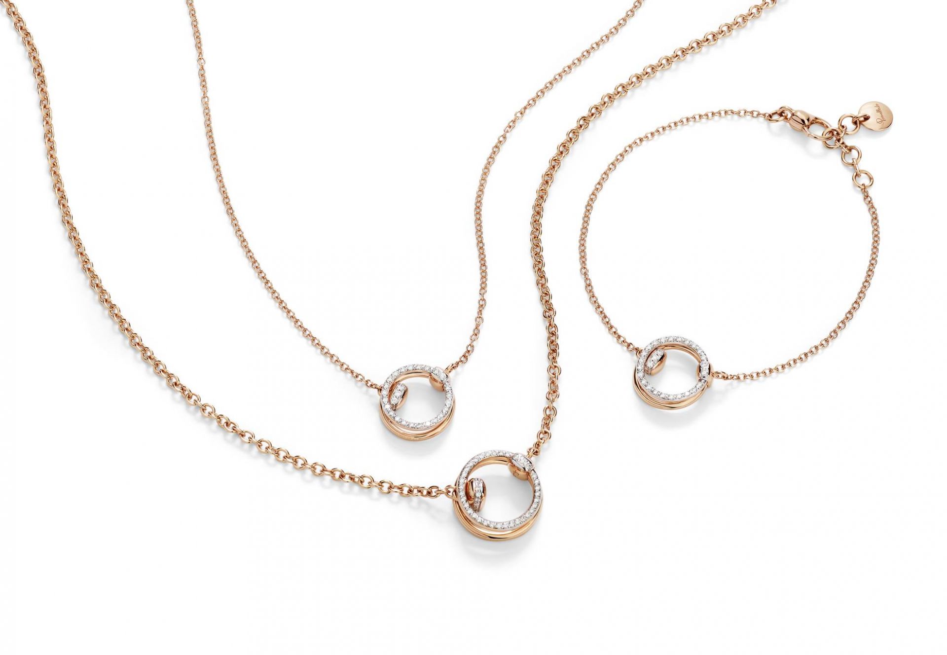 POMELLATO TOGETHER COLLECTION PENDANTS AND BRACELET IN ROSE GOLD WITH DIAMONDS POMELLATO TOGETHER COLLECTION PENDANTS AND BRACELET IN ROSE GOLD WITH DIAMONDS