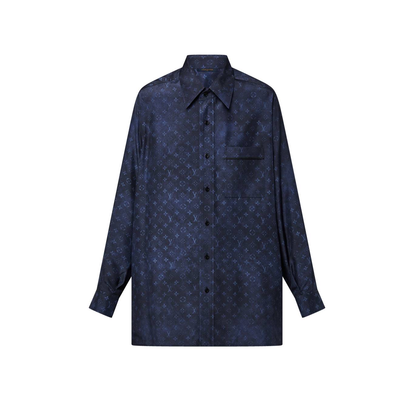 Classic shirt in fluid silk toile with dreamy allover Monogram cloud motif Front view Classic shirt in fluid silk toile with dreamy allover Monogram cloud motif Front view