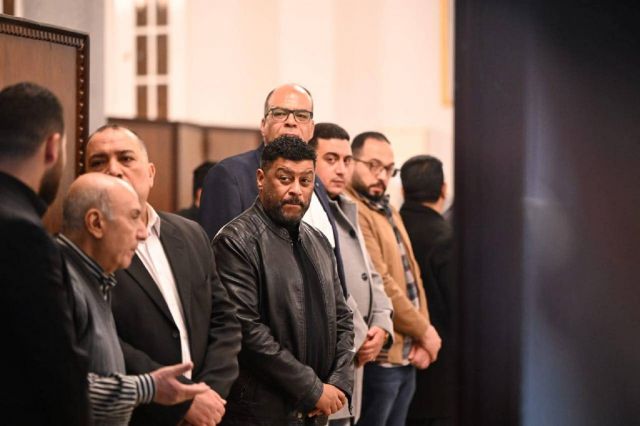 محمد جمعة يتلقى عزاء زوجة نضال الشافعي