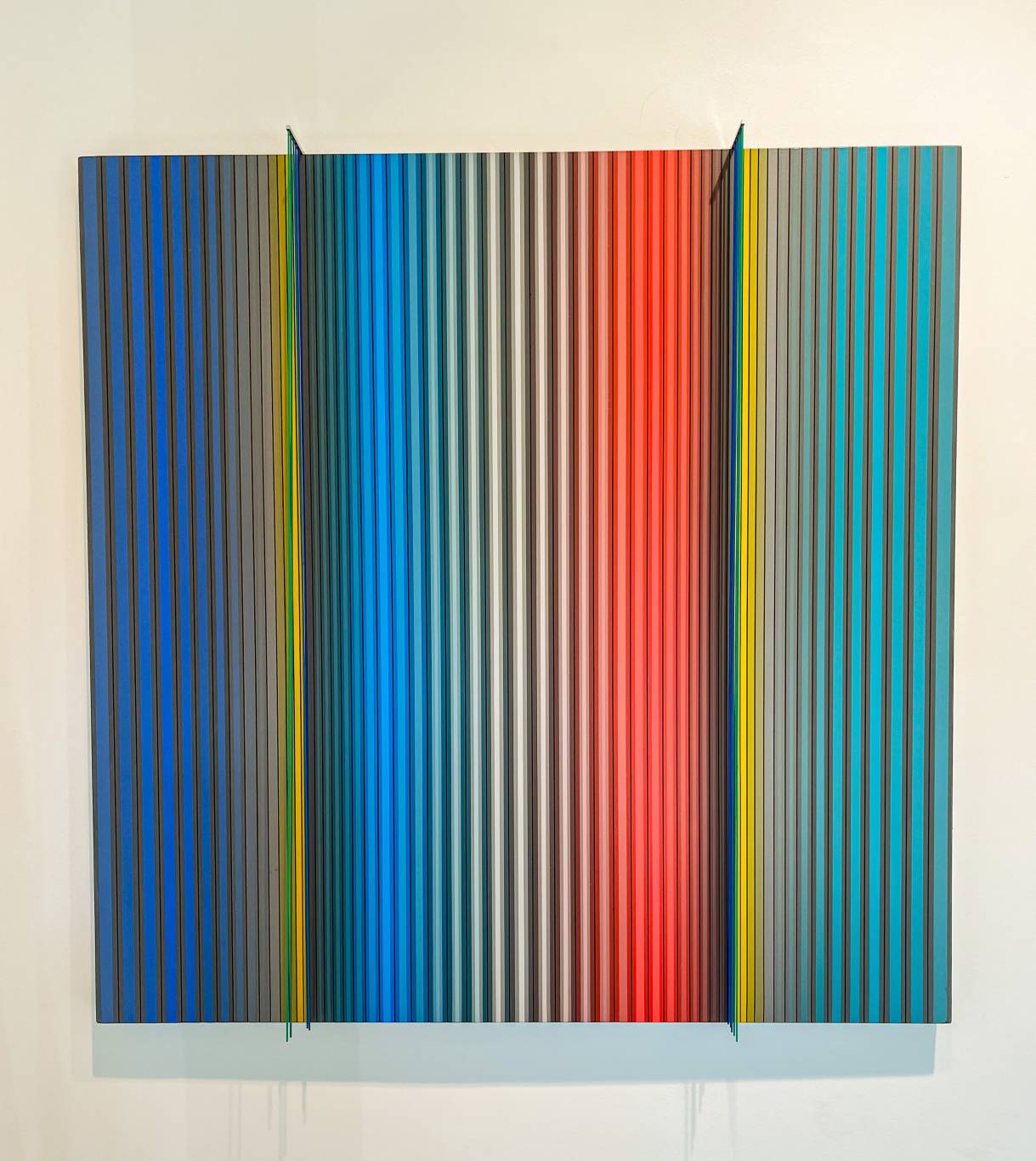 Dario Perez Flores, Prochromatique No.1172, acrylic on wood, painted rods, 100 x 100 x 5 cm, Courtesy of Mark Hachem Gallery
Dario Perez Flores, Prochromatique No.1172, acrylic on wood, painted rods, 100 x 100 x 5 cm, Courtesy of Mark Hachem Gallery