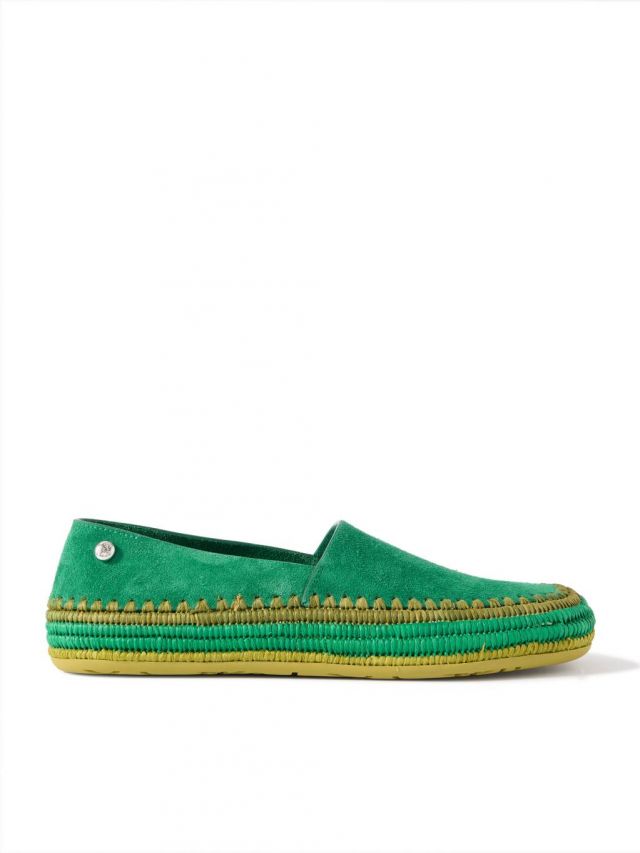 Loewe - + Paula's Ibiza Rio raffia-trimmed suede espadrilles 