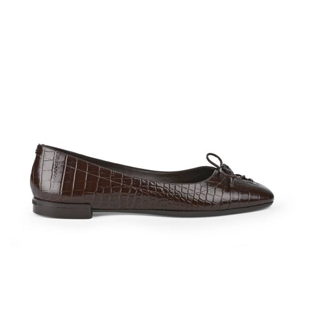 SCARLETT BALLERINA CROC EMBOSSED LEATHER CHOCOLATE